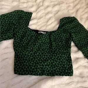 Green Patterned Women's Top